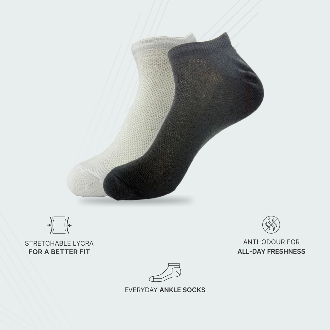 Men Woven Ankle Length, Low Cut Socks (Pack of 5)