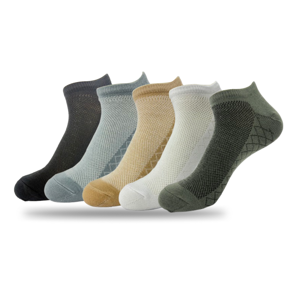 Men Woven Ankle Length, Low Cut Socks (Pack of 5)