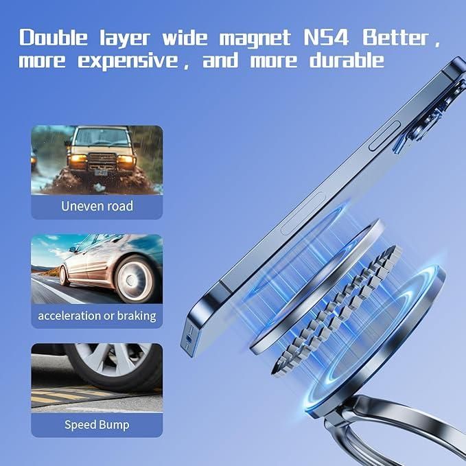 The OG - X68 Vacuum Suction Magnetic Mobile Holder with Magnetic Ring for Android & iOS Mobiles  KYD’s Gold Collection