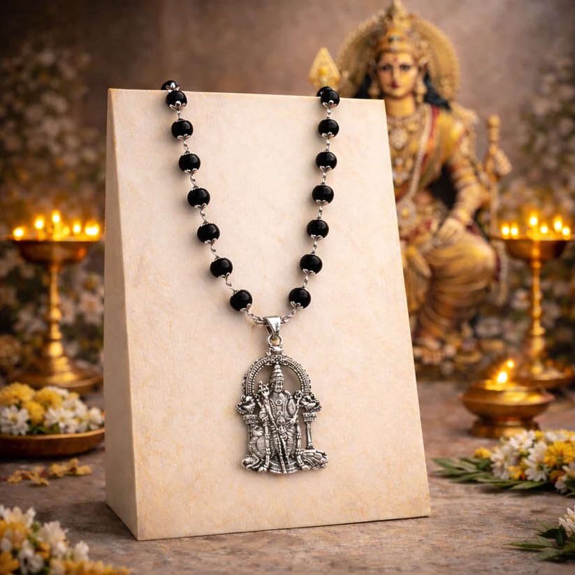 Karungali Mala with Murugan Locket | Sacred Devotional Mala for Men