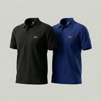 Lacoste Embroidered Polo T-Shirt Combo (Black + Royal Blue) | Buy 1 Get 1 Free | Premium Cotton
