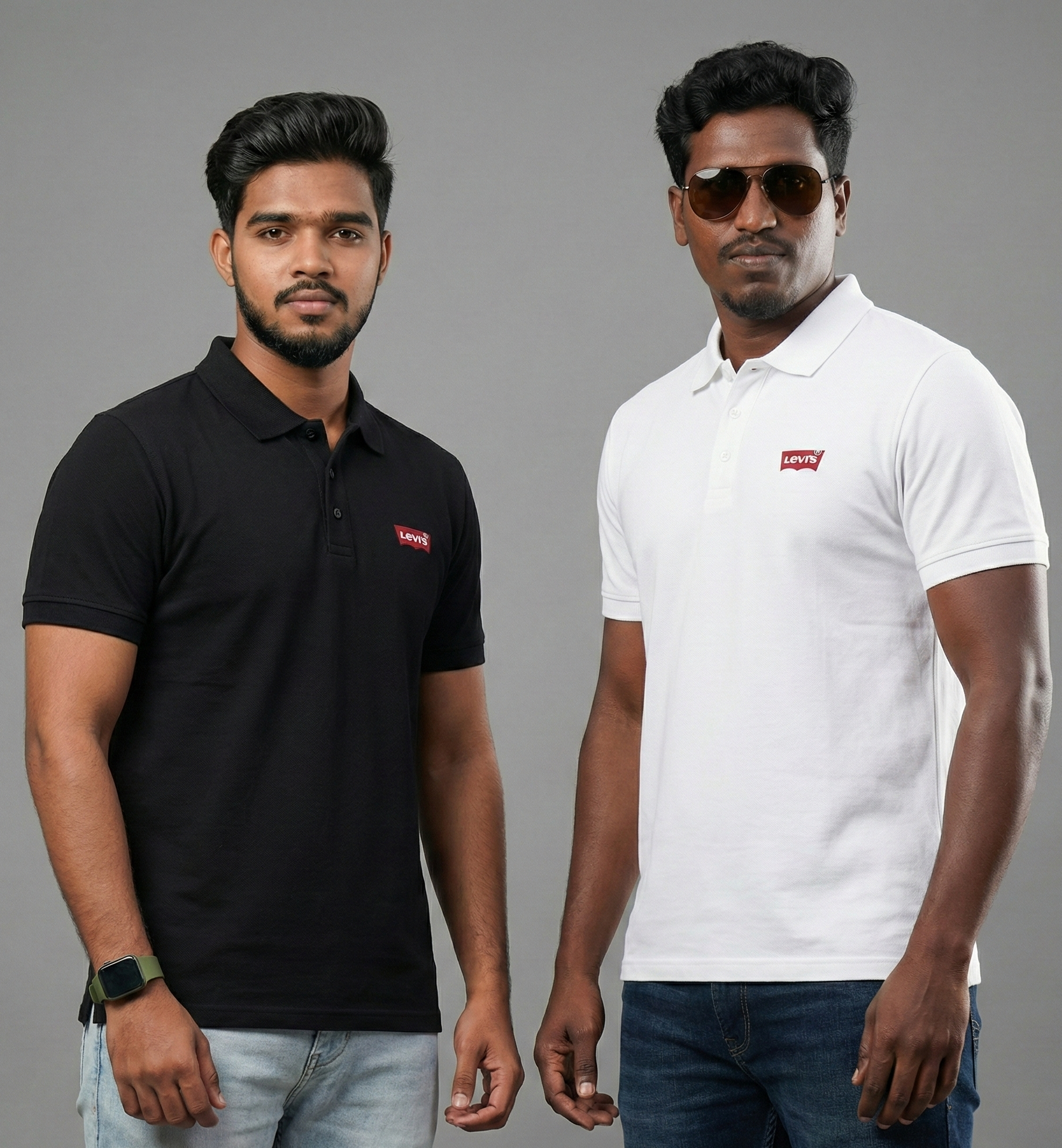 Levi’s Embroidered Polo T-Shirt Combo (White + Black) | Buy 1 Get 1 Free | Premium Cotton