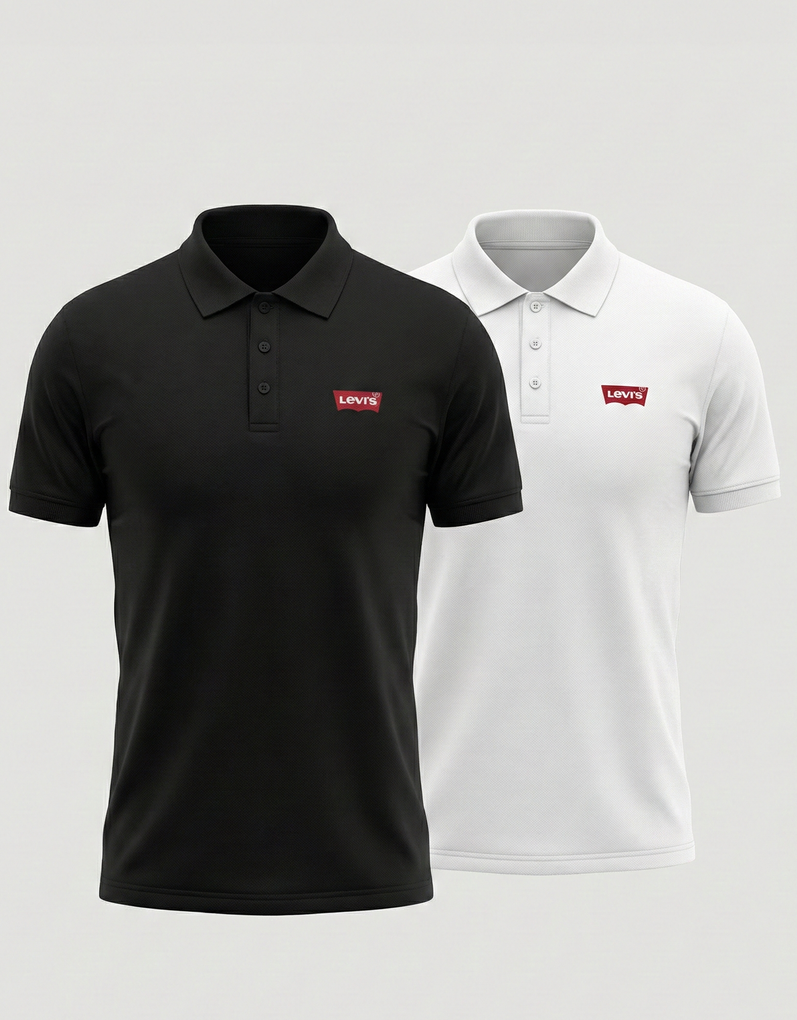 Levi’s Embroidered Polo T-Shirt Combo (White + Black) | Buy 1 Get 1 Free | Premium Cotton