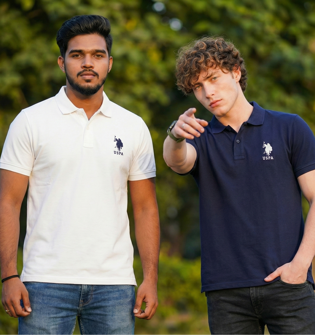U.S. Polo Assn Embroidered Polo T-Shirt Combo (Buy 1 Get 1 Free) | Premium Cotton