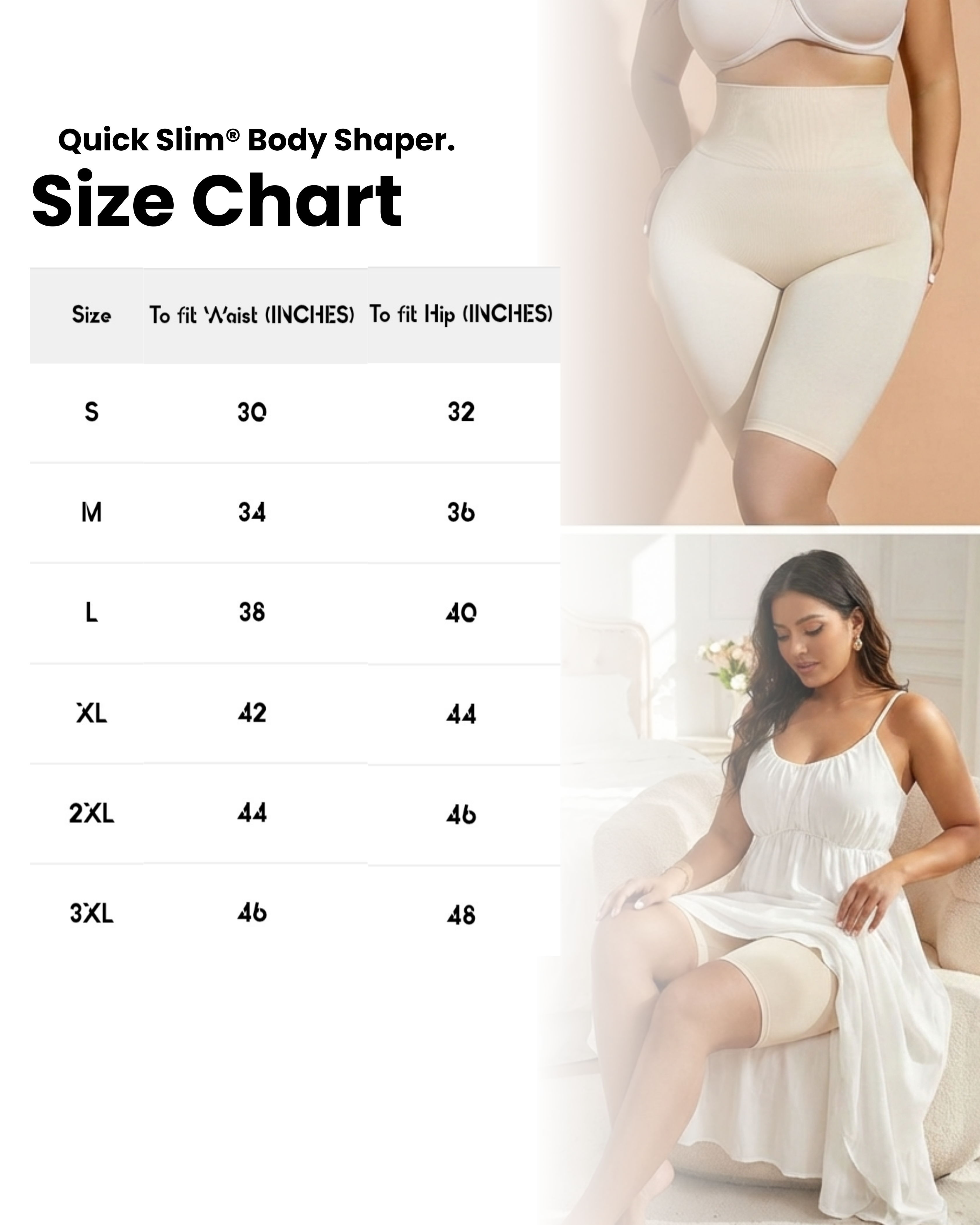 4-in-1 Seamless  Tummy and Body Shaper for Women Quick Slim® Shape Wear